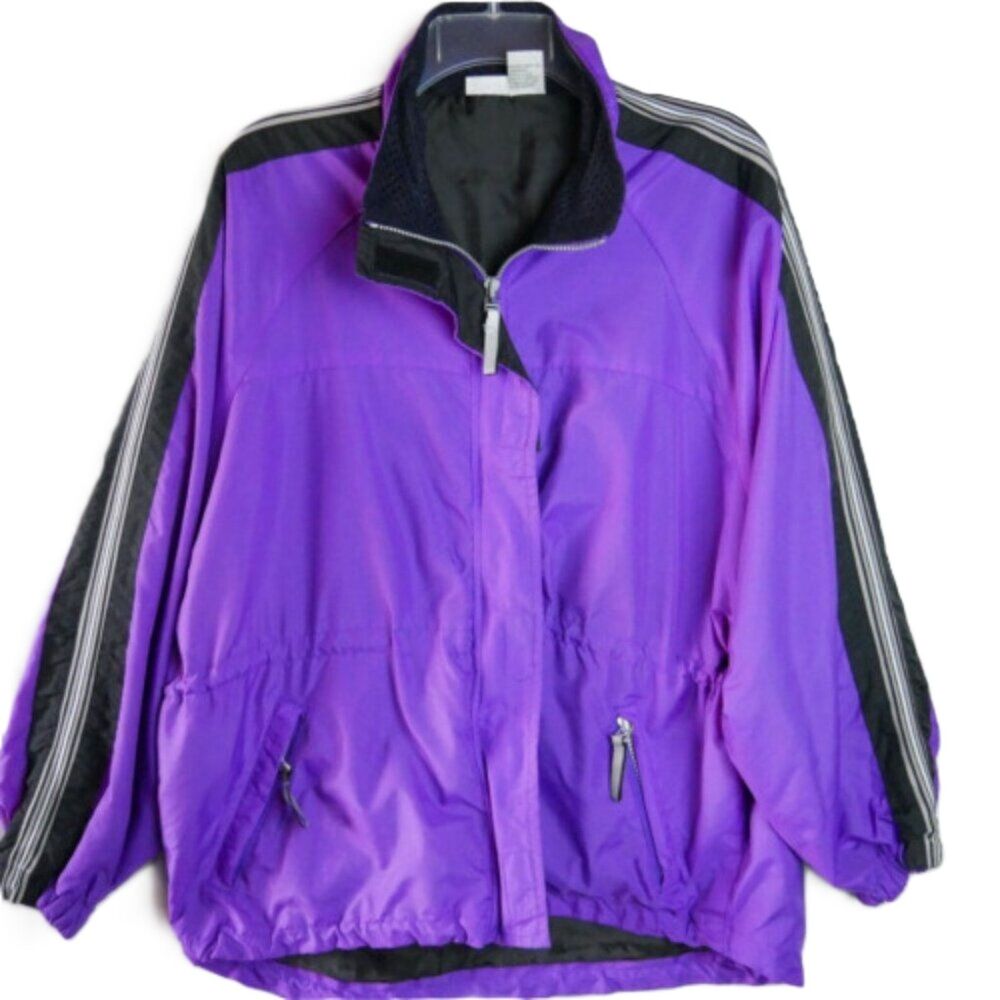 Vintage Pro Spirit Unisex Size L Windbreaker Jacket Purple Zip Front READ DESC